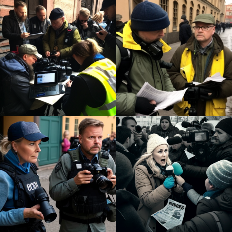 Journalister i Sverige - skapad av Midjourney